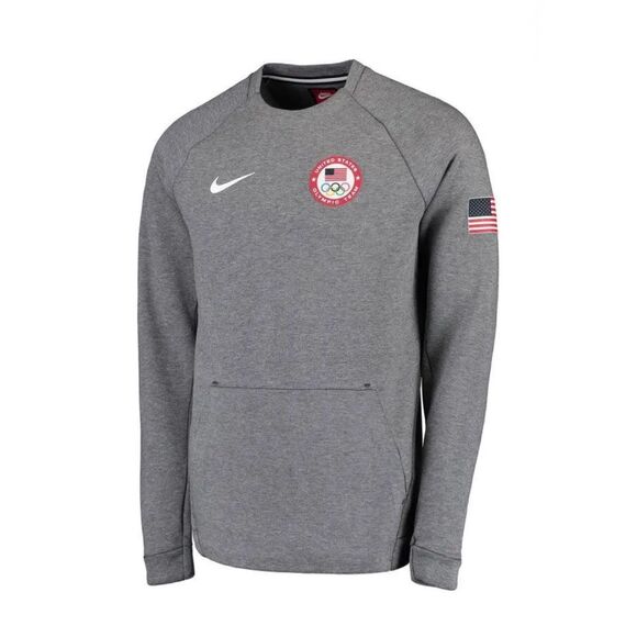 Nike Men's Tech Fleece Crew Sweatshirt size L Team USA 2016 Olympics Gray - Picture 1 of 11